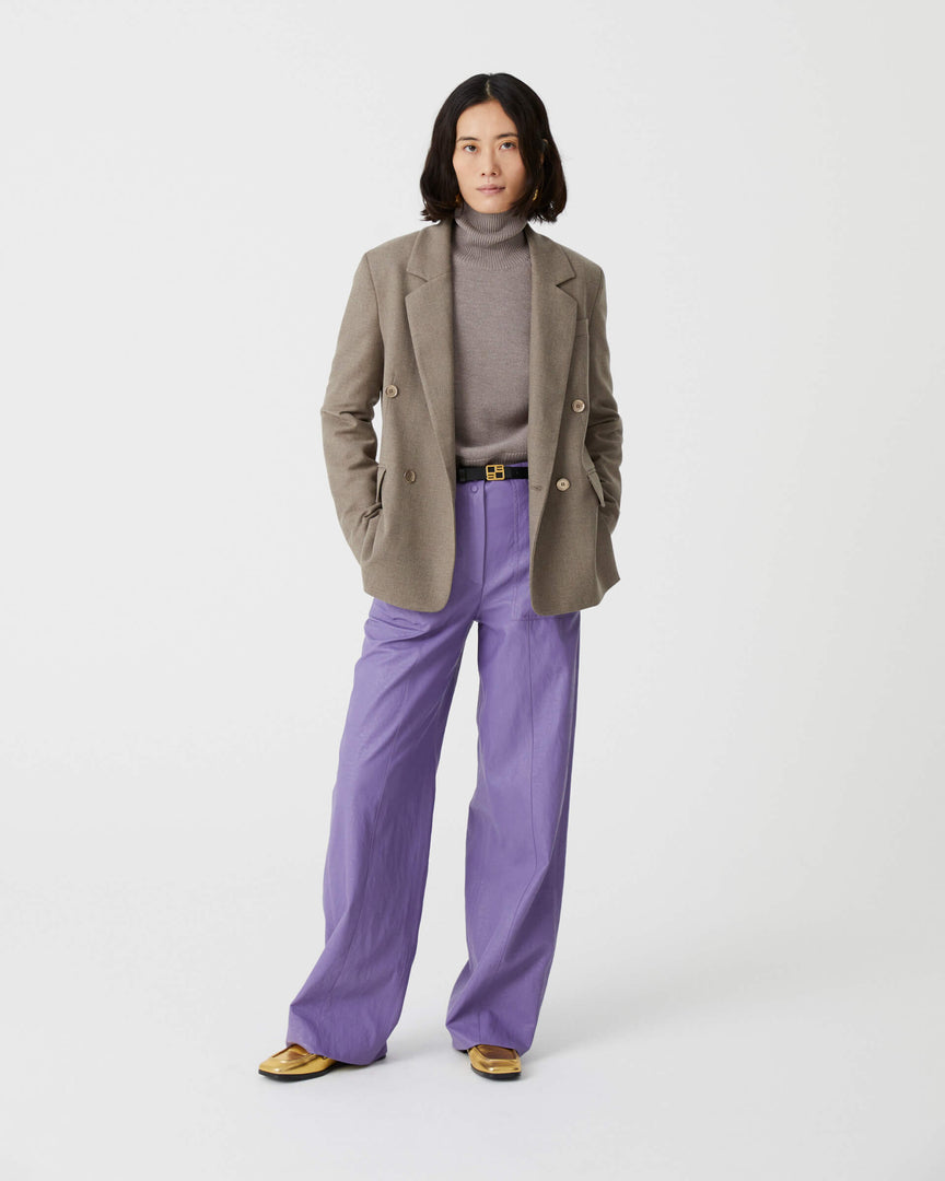 Eco-leather pants with maxi pockets